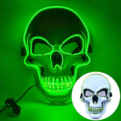Fashion Horror Halloween Skull Mask Halloween Cosplay Costume LED Cold Light Mask LED Light Cosplay Mask Party Makeup Ball