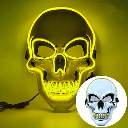 Fashion Horror Halloween Skull Mask Halloween Cosplay Costume LED Cold Light Mask LED Light Cosplay Mask Party Makeup Ball