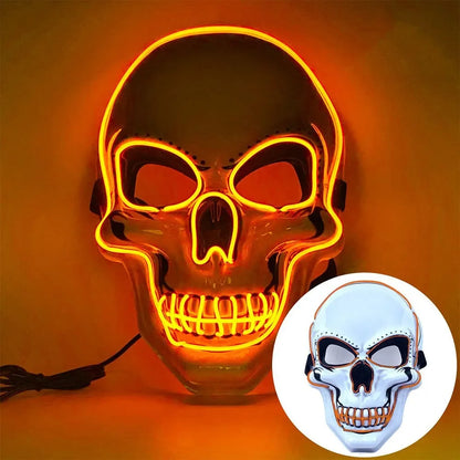Fashion Horror Halloween Skull Mask Halloween Cosplay Costume LED Cold Light Mask LED Light Cosplay Mask Party Makeup Ball