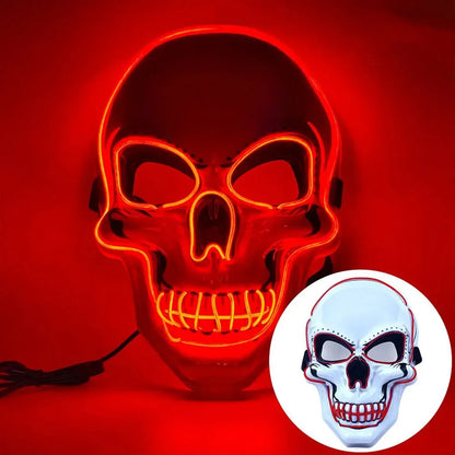 Fashion Horror Halloween Skull Mask Halloween Cosplay Costume LED Cold Light Mask LED Light Cosplay Mask Party Makeup Ball