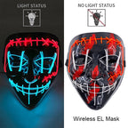 Illuminate Your Halloween with the Wireless Neon LED Purge Mask – Glowing Horror Mask for Parties and Cosplay!