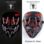 Illuminate Your Halloween with the Wireless Neon LED Purge Mask – Glowing Horror Mask for Parties and Cosplay!