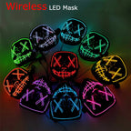 Illuminate Your Halloween with the Wireless Neon LED Purge Mask – Glowing Horror Mask for Parties and Cosplay!