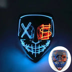 Illuminate Your Halloween with the Wireless LED Neon Purge Mask & Fiber Optic Gloves – Perfect for Carnivals, Cosplay, and Parties!