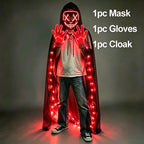 Illuminate Your Halloween with the Wireless LED Neon Purge Mask & Fiber Optic Gloves – Perfect for Carnivals, Cosplay, and Parties!