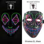 Illuminate Your Halloween with the Wireless Neon LED Purge Mask – Glowing Horror Mask for Parties and Cosplay!