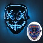 Illuminate Your Halloween with the Wireless LED Neon Purge Mask & Fiber Optic Gloves – Perfect for Carnivals, Cosplay, and Parties!