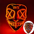 Illuminate Your Halloween with the Wireless LED Neon Purge Mask & Fiber Optic Gloves – Perfect for Carnivals, Cosplay, and Parties!