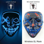 Illuminate Your Halloween with the Wireless Neon LED Purge Mask – Glowing Horror Mask for Parties and Cosplay!