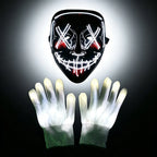 Illuminate Your Halloween with the Wireless LED Neon Purge Mask & Fiber Optic Gloves – Perfect for Carnivals, Cosplay, and Parties!