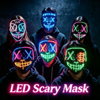 Illuminate Your Halloween with the Wireless LED Neon Purge Mask & Fiber Optic Gloves – Perfect for Carnivals, Cosplay, and Parties!
