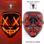 Illuminate Your Halloween with the Wireless Neon LED Purge Mask – Glowing Horror Mask for Parties and Cosplay!