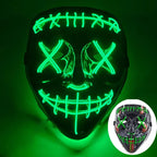 Illuminate Your Halloween with the Wireless LED Neon Purge Mask & Fiber Optic Gloves – Perfect for Carnivals, Cosplay, and Parties!