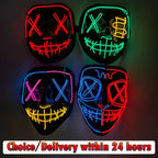 Illuminate Your Halloween with the Wireless Neon LED Purge Mask – Glowing Horror Mask for Parties and Cosplay!