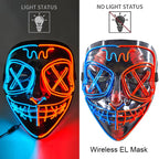Illuminate Your Halloween with the Wireless Neon LED Purge Mask – Glowing Horror Mask for Parties and Cosplay!