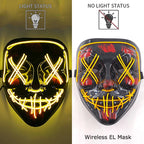 Illuminate Your Halloween with the Wireless Neon LED Purge Mask – Glowing Horror Mask for Parties and Cosplay!