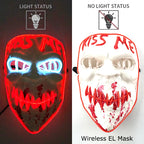 Illuminate Your Halloween with the Wireless Neon LED Purge Mask – Glowing Horror Mask for Parties and Cosplay!
