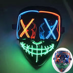Illuminate Your Halloween with the Wireless LED Neon Purge Mask & Fiber Optic Gloves – Perfect for Carnivals, Cosplay, and Parties!