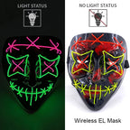 Illuminate Your Halloween with the Wireless Neon LED Purge Mask – Glowing Horror Mask for Parties and Cosplay!