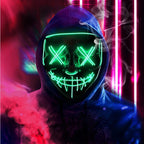 Illuminate Your Halloween with the Wireless Neon LED Purge Mask – Glowing Horror Mask for Parties and Cosplay!
