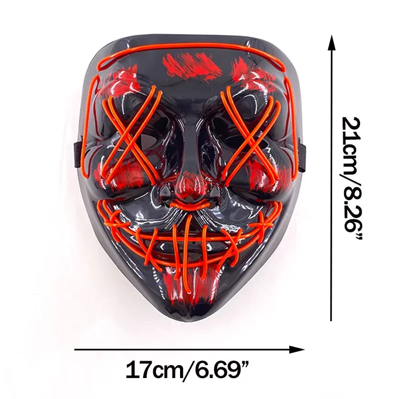 Illuminate Your Halloween with the Wireless LED Neon Purge Mask & Fiber Optic Gloves – Perfect for Carnivals, Cosplay, and Parties!