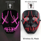 Illuminate Your Halloween with the Wireless Neon LED Purge Mask – Glowing Horror Mask for Parties and Cosplay!
