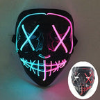 Illuminate Your Halloween with the Wireless LED Neon Purge Mask & Fiber Optic Gloves – Perfect for Carnivals, Cosplay, and Parties!