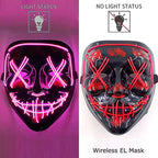 Illuminate Your Halloween with the Wireless Neon LED Purge Mask – Glowing Horror Mask for Parties and Cosplay!
