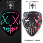 Illuminate Your Halloween with the Wireless Neon LED Purge Mask – Glowing Horror Mask for Parties and Cosplay!