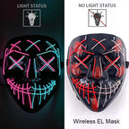 Illuminate Your Halloween with the Wireless Neon LED Purge Mask – Glowing Horror Mask for Parties and Cosplay!