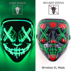Illuminate Your Halloween with the Wireless Neon LED Purge Mask – Glowing Horror Mask for Parties and Cosplay!