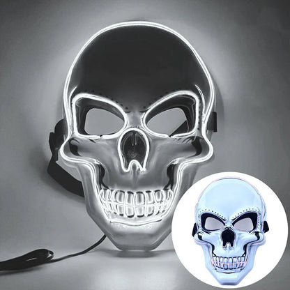 Fashion Horror Halloween Skull Mask Halloween Cosplay Costume LED Cold Light Mask LED Light Cosplay Mask Party Makeup Ball