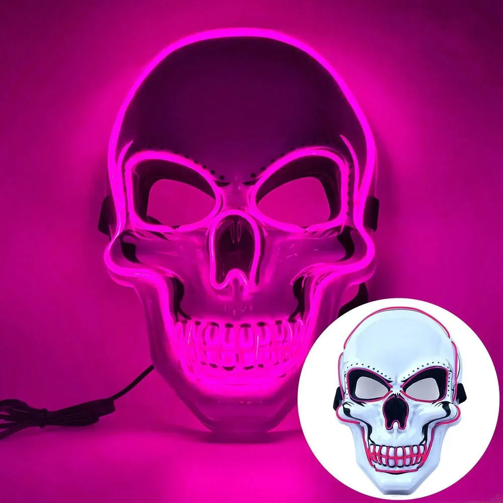 Fashion Horror Halloween Skull Mask Halloween Cosplay Costume LED Cold Light Mask LED Light Cosplay Mask Party Makeup Ball