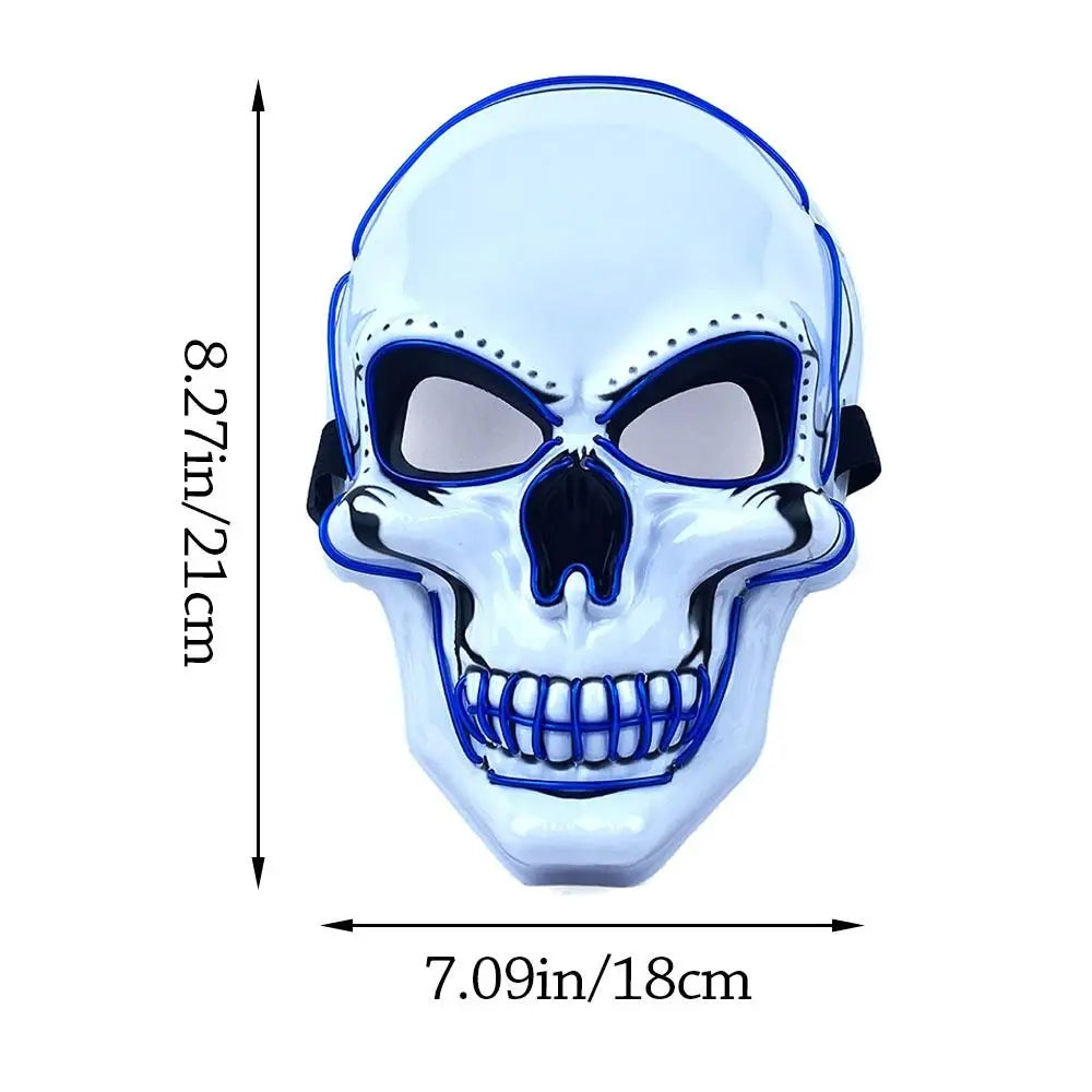 Fashion Horror Halloween Skull Mask Halloween Cosplay Costume LED Cold Light Mask LED Light Cosplay Mask Party Makeup Ball